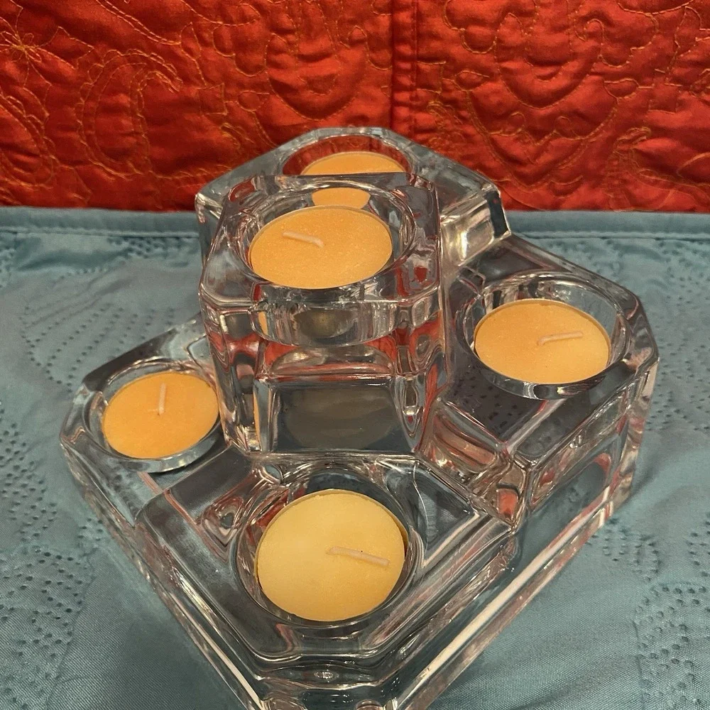 Partylite Candle Holder Vintage Glass Crystal Tiered 5 Votive Tealight‎ Germany - Picture 4 of 10